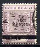 Gold Coast 1901 QV 1d on 6d used SG36, stamps on , stamps on  qv , stamps on 