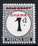 Ghana 1958 Postage Due set of 5 marginal singles from column 1 all showing slanting opt bar plus set in marginal pairs from right of sheet, the 1s value with upright stro...