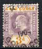 Gold Coast 1902 KE7 Crown CA 3d used SG42, stamps on , stamps on  ke7 , stamps on 