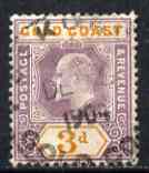 Gold Coast 1902 KE7 Crown CA 3d used SG42, stamps on , stamps on  stamps on , stamps on  stamps on  ke7 , stamps on  stamps on 