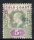 Gold Coast 1902 KE7 Crown CA 5s used with light cancel but red crayon line SG46, stamps on , stamps on  ke7 , stamps on 