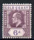 Gold Coast 1907-13 KE7 MCA 6d mounted mint SG64a, stamps on , stamps on  ke7 , stamps on 