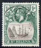 St Helena 1922-37 KG5 Badge Script 1d used SG98, stamps on , stamps on  kg5 , stamps on ships, stamps on 