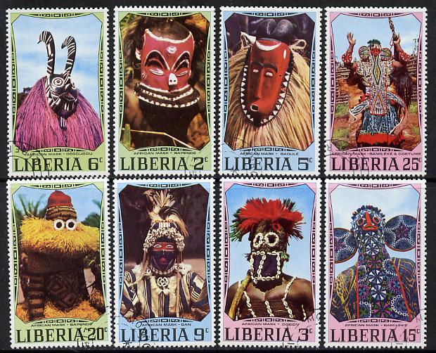 Liberia 1971 African Masks perf set of 8 cto used, SG 1050-57*, stamps on , stamps on  stamps on culture        masks