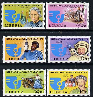 Liberia 1978 International Womens Year set of 6 cto used, SG 1226-31*, stamps on personalities    women   medical   entertainments   history   militaria