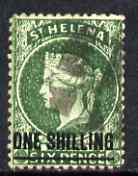 St Helena 1864-73 QV Crown CC P12.5 1s deep green (long bar) used SG19, stamps on , stamps on  qv , stamps on 