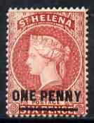 St Helena 1884-94 QV Crown CA 1d showing worn plate - weak printing in upper left corner (position 206), mounted mint SG37/8, stamps on , stamps on  qv , stamps on 