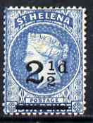 St Helena 1884-94 QV Crown CA 2.5d ultramarine showing Blurred A variety (position 45), mounted mint but tiny thin SG40, stamps on , stamps on  qv , stamps on 