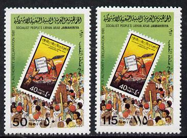 Libya 1981 Peoples Authority Declaration perf set of 2 unmounted mint, SG 1064-65*, stamps on , stamps on  stamps on stamp on stamp, stamps on  stamps on stamponstamp