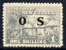 New Guinea 1925-31 Native Village 1s opt'd OS without gum, SG O29, stamps on , stamps on  stamps on new guinea 1925-31 native village 1s opt'd os without gum, stamps on  stamps on  sg o29