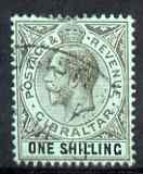 Gibraltar 1912-24 KG5 1s black on green MCA used SG81, stamps on , stamps on  kg5 , stamps on 