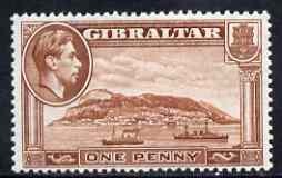 Gibraltar 1938-51 KG6 1d P13.5 (wmk upr) mounted mint SG122a, stamps on , stamps on  kg6 , stamps on 