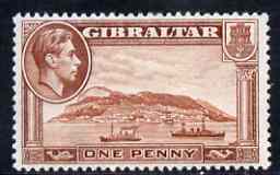 Gibraltar 1938-51 KG6 1d P13 red-brown (wmk upr) mounted mint SG122d, stamps on , stamps on  kg6 , stamps on 