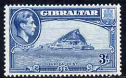 Gibraltar 1938-51 KG6 3d light blue P13.5 mounted mint SG125, stamps on , stamps on  kg6 , stamps on 
