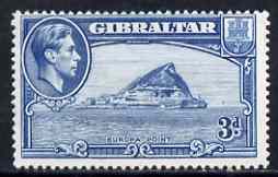 Gibraltar 1938-51 KG6 3d light blue P14 mounted mint SG125a, stamps on , stamps on  kg6 , stamps on 