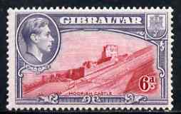 Gibraltar 1938-51 KG6 6d carmine & grey-violet P13.5 mounted mint SG126, stamps on , stamps on  stamps on , stamps on  stamps on  kg6 , stamps on  stamps on 