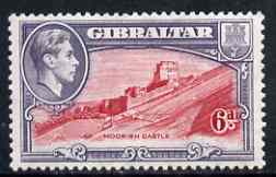 Gibraltar 1938-51 KG6 6d scarlet & grey-violet P13 mounted mint SG126c, stamps on , stamps on  kg6 , stamps on 
