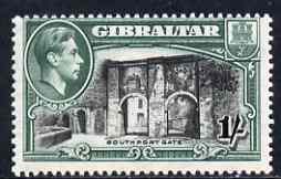 Gibraltar 1938-51 KG6 1s black & green P13.5 mounted mint SG127a, stamps on , stamps on  kg6 , stamps on 