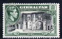 Gibraltar 1938-51 KG6 1s black & green P13 mounted mint SG127b, stamps on , stamps on  kg6 , stamps on 
