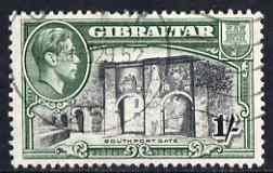 Gibraltar 1938-51 KG6 1s black & green P13 used SG127b, stamps on , stamps on  kg6 , stamps on 