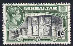 Gibraltar 1938-51 KG6 1s black & green P13 used SG127b, stamps on , stamps on  stamps on , stamps on  stamps on  kg6 , stamps on  stamps on 