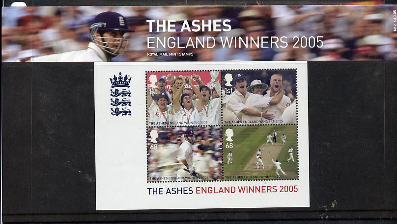 Great Britain 2005 Cricket - England Winners of the Ashes perf m/sheet in official presentation pack unmounted mint SG MS 2573, stamps on , stamps on  stamps on sport, stamps on  stamps on cricket