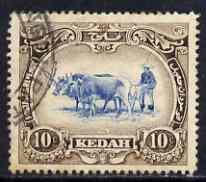 Malaya - Kedah 1912 Ploughing 10c MCA used SG6, stamps on 