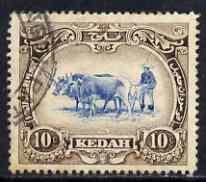 Malaya - Kedah 1912 Ploughing 10c MCA used SG6, stamps on , stamps on  stamps on malaya - kedah 1912 ploughing 10c mca used sg6