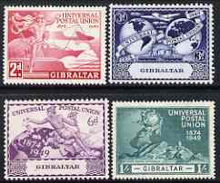 Gibraltar 1949 KG6 75th Anniversary of Universal Postal Union set of 4 mounted mint SG136-39, stamps on , stamps on  stamps on , stamps on  stamps on  kg6 , stamps on  stamps on  upu , stamps on  stamps on 
