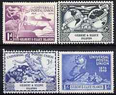 Gilbert & Ellice Islands 1949 KG6 75th Anniversary of Universal Postal Union set of 4 mounted mint, SG59-62, stamps on , stamps on  stamps on , stamps on  stamps on  kg6 , stamps on  stamps on  upu , stamps on  stamps on 