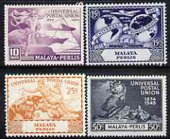 Malaya - Perlis 1949 KG6 75th Anniversary of Universal Postal Union set of 4 mounted mint, SG 3-6