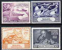 Malaya - Trengganu 1949 KG6 75th Anniversary of Universal Postal Union set of 4 mounted mint, SG 63-66, stamps on , stamps on  stamps on , stamps on  stamps on  kg6 , stamps on  stamps on  upu , stamps on  stamps on 