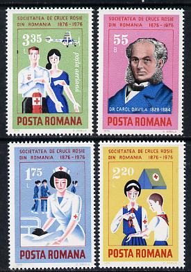Rumania 1976 Centenary of Red Cross set of 4, Mi 3336-39*, stamps on medical   red cross       nurses