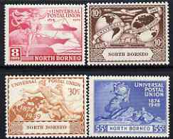 North Borneo 1949 KG6 75th Anniversary of Universal Postal Union set of 4 mounted mint, SG 352-55, stamps on , stamps on  kg6 , stamps on  upu , stamps on 