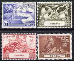 Tonga 1949 KG6 75th Anniversary of Universal Postal Union set of 4 mounted mint, SG 88-91, stamps on , stamps on  stamps on , stamps on  stamps on  kg6 , stamps on  stamps on  upu , stamps on  stamps on 