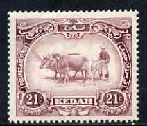 Malaya - Kedah 1919-21 Ploughing 21c MCA mounted mint SG22, stamps on , stamps on  stamps on malaya - kedah 1919-21 ploughing 21c mca mounted mint sg22