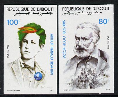 Djibouti 1985 Writers set of 2 imperf from limited printing unmounted mint, as SG 955-6