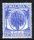 Malaya - Kedah 1950-55 Rice 20c blue mounted mint SG84a, stamps on , stamps on  stamps on malaya - kedah 1950-55 rice 20c blue mounted mint sg84a
