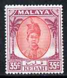 Malaya - Kedah 1950-55 Sultan 35c mounted mint SG85b, stamps on 