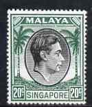 Singapore 1948-52 KG6 20c black & green P18 unmounted mint SG24, stamps on , stamps on  stamps on , stamps on  stamps on  kg6 , stamps on  stamps on 