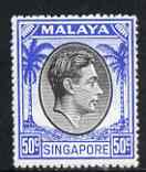 Singapore 1948-52 KG6 50c black & blue P18 mounted mint SG27, stamps on , stamps on  kg6 , stamps on 