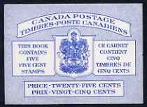 Canada 1954 Booklet 25c blue cover (QEII) stitched SG SB53a, stamps on , stamps on  stamps on booklet - canada 1954 booklet 25c blue cover (qeii) stitched sg sb53a