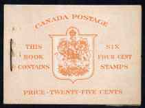 Canada 1953 Booklet 25c orange cover (QEII) usual rusting around staple SG SB49, stamps on 