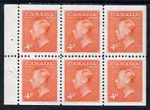 Canada 1949-51 KG6 4c vermilion Booklet pane of 6 unmounted mint SG417ba, stamps on , stamps on  stamps on , stamps on  stamps on  kg6 , stamps on  stamps on 