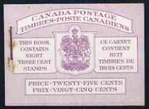 Canada 1953 Booklet 25c purple bi-lingual cover (QEII) usual rusting around staple SG SB50a, stamps on 