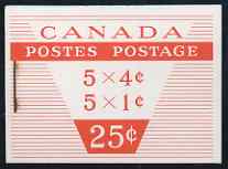 Canada 1956 Booklet 25c red cover slight rusting around staple SG SB55, stamps on 