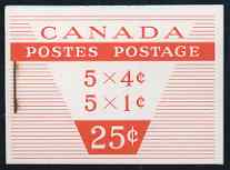 Canada 1956 Booklet 25c red cover slight rusting around staple SG SB55, stamps on , stamps on  stamps on booklet - canada 1956 booklet 25c red cover slight rusting around staple sg sb55