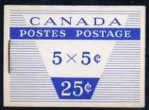 Canada 1956 Booklet 25c blue cover slight rusting around staple SG SB56, stamps on , stamps on  stamps on booklet - canada 1956 booklet 25c blue cover slight rusting around staple sg sb56