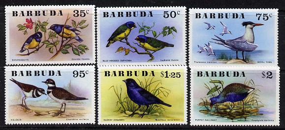 Barbuda 1976 Birds set of 6 unmounted mint, SG 262-7, stamps on birds, stamps on tern    
