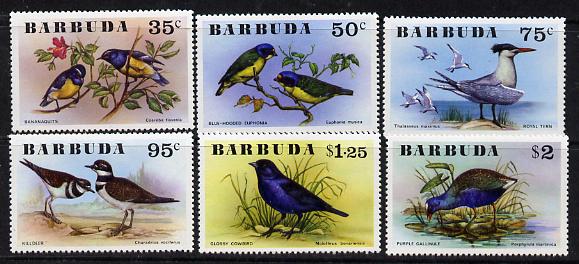 Barbuda 1976 Birds set of 6 unmounted mint, SG 262-7, stamps on , stamps on  stamps on birds, stamps on  stamps on tern    